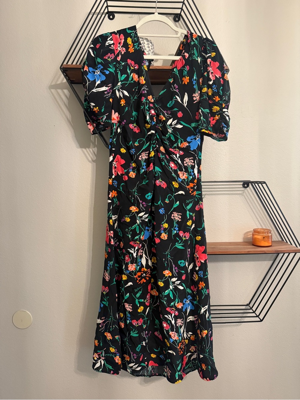 a new day Black Midi Dress with Multicolor Floral Print